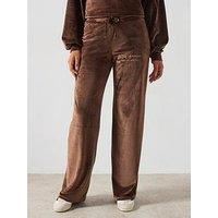 V By Very Velour Wide Leg Joggers Co-Ord - Brown