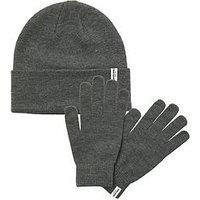 Jack & Jones Junior Boys Cooper Beanie And Gloves Giftbox Set - Grey