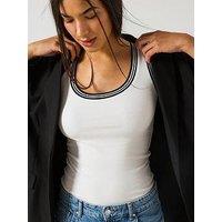 V By Very Stripe Binding Scoop Neck Vest - White