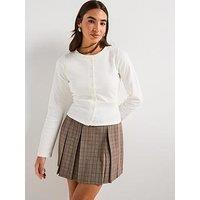 V By Very Button Up Deep Waistband Sweatshirt Co-Ord - Cream