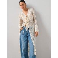 V By Very Longline Frill Front Lace Top - Cream