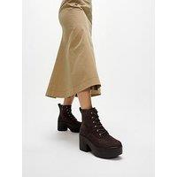 Fitflop Platfforms Suede Heeled Lace-Up Boots - Brown
