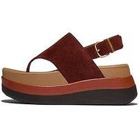Fitflop F-Mode Stack Suede Back-Strap Toe-Post Sandal - Chocolate