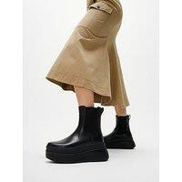 Fitflop F-Mode Stack Leather Chelsea Boots - Black