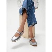 Fitflop Delicato Crystal-Buckle Leather Mary Janes - Silver