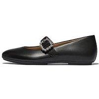 Fitflop Delicato Crystal-Buckle Leather Mary Janes - Black