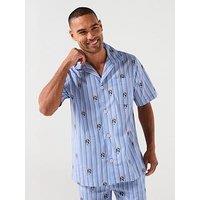 Polo Ralph Lauren All Over Bear Print Woven Pyjama Top - Light Blue