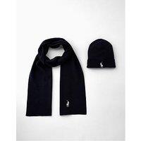 Polo Ralph Lauren Cotton Scarf & Hat Gift Set - Navy