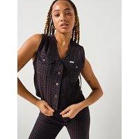 Wrangler Denim Waist Coat - Mahogany