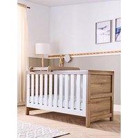Tutti Bambini Modena White & Oak Cot Bed With Drawer, Cot Top Changer And Mattress