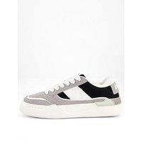 Armani Exchange Flick Pu & Suede Cupsole Trainers - Grey