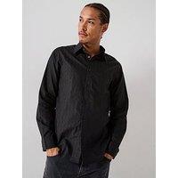 Armani Exchange All Over Monogram Long Sleeve Shirt - Black