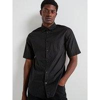 Armani Exchange All Over Monogram Short Sleeve Shirt - Black