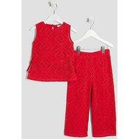 River Island Mini Mini Girls Lace Tunic Trouser Set - Red