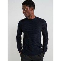 Armani Exchange Zig Zag Textured Knitted Jumper - Navy