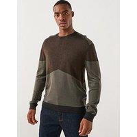 Armani Exchange Colour Block Knitted Jumper - Brown