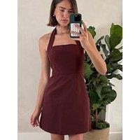 Style Cheat Halter Mini Dress - Brown