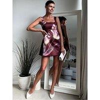 Style Cheat Printed Satin Mini Dress - Multi