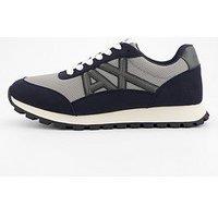 Armani Exchange Drop Logo Suede Runner Trainers - Green/Blue