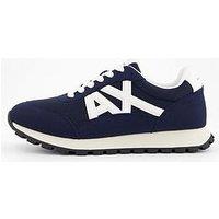 Armani Exchange Drop Logo Suede Runner Trainers - Navy