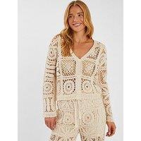 Accessorize Crochet Cardigan - Beige