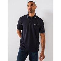 Armani Exchange Interlock Short Sleeve Tipped Polo Shirt - Navy