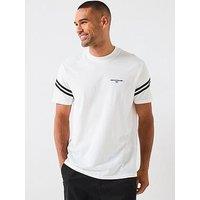 Armani Exchange Striped Sleeve Logo T-Shirt - Off White