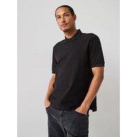 Armani Exchange Jacquard All Over Monogram Polo Shirt - Black
