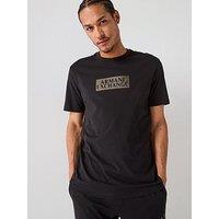 Armani Exchange Gold Box Logo T-Shirt - Black