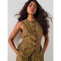 Style Cheat Pinstripe Sleeveless Blazer - Green