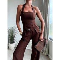 Style Cheat Compact Halter Top - Brown