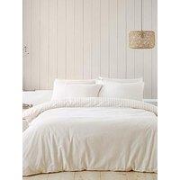 Catherine Lansfield Brushed 100% Cotton Stripe Natural Duvet Set