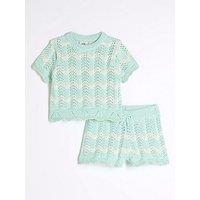 River Island Baby Girls Striped Crochet Short Set - Blue
