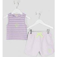 River Island Mini Girls Stripe Rib Set - Purple