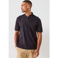 Armani Exchange Zip Neck Polo Shirt - Navy