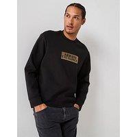 Armani Exchange Gold Box Logo Crew Sweatshirt - Black