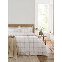 Bianca Oxton Check 200 Thread Count Cotton Reversible Duvet Set Natural