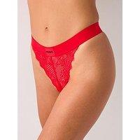 Hugo Lace String Knickers - Red
