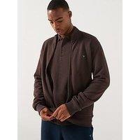 Emporio Armani Bodywear Iconic Piquet Zip Through Sweat Top - Dark Brown