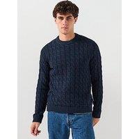 Only & Sons Kicker Cable Crew Knitted Jumper - Navy