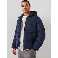Only & Sons Elijah Padded Hooded Coat - Navy