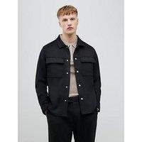 River Island Long Sleeve Suede Overshirt - Black