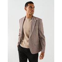 River Island Slim Fit Textured Suit Jacket - Beige