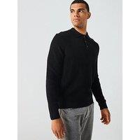 Only & Sons Long Sleeve Knitted Polo Shirt - Black