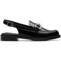 Clarks Straven Sling Leather Loafers - Black