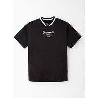 The Very Collection Tipped Rib Open Neck Single Tee - Black