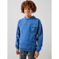 The Very Collection Contrast Pocket Dropped Shoulder Hoodie - Blue