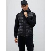 River Island Hooded Quilted Hybrid Jacket - Black