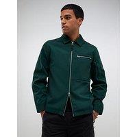 River Island Twill Tech Shacket - Dark Green