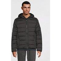 River Island Lightweight Hooded Padded Jacket - Black